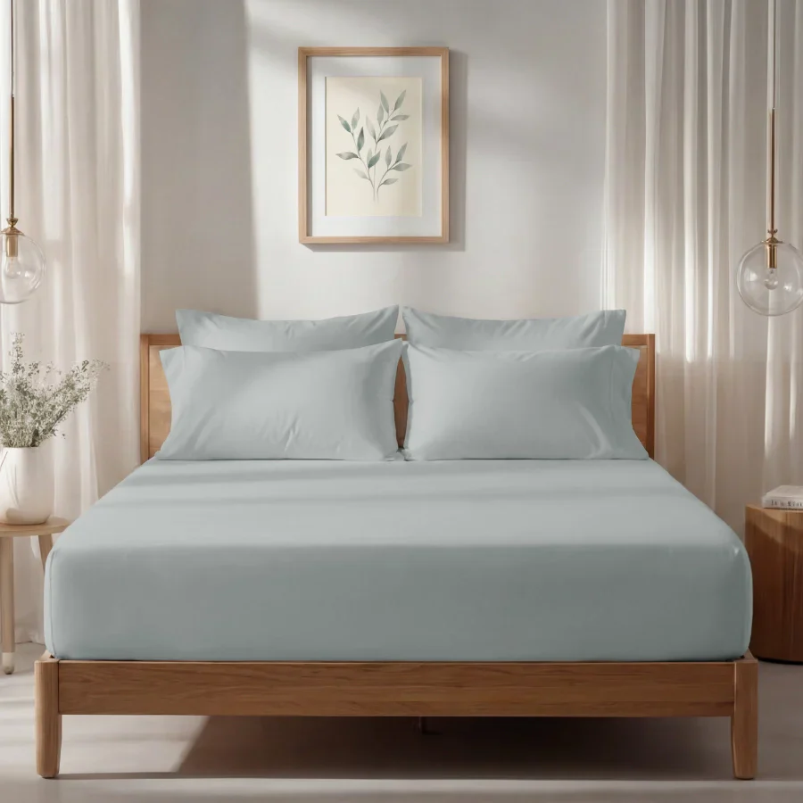 Fitted Bedsheet Set | 1000TC Solid | 100% Cotton Bedsheet + 4 Pillow Cases [Sizes: King Bedsheets & Queen/ Double Bedsheets] - Image 29