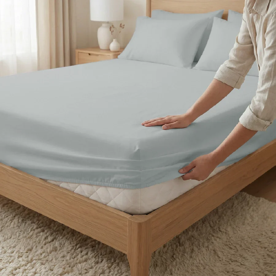 Fitted Bedsheet Set | 1000TC Solid | 100% Cotton Bedsheet + 4 Pillow Cases [Sizes: King Bedsheets & Queen/ Double Bedsheets] - Image 35