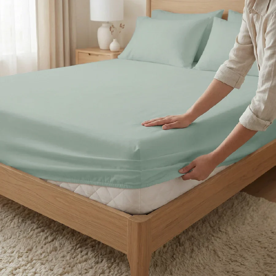 Fitted Bedsheet Set | 1000TC Solid | 100% Cotton Bedsheet + 4 Pillow Cases [Sizes: King Bedsheets & Queen/ Double Bedsheets] - Image 49
