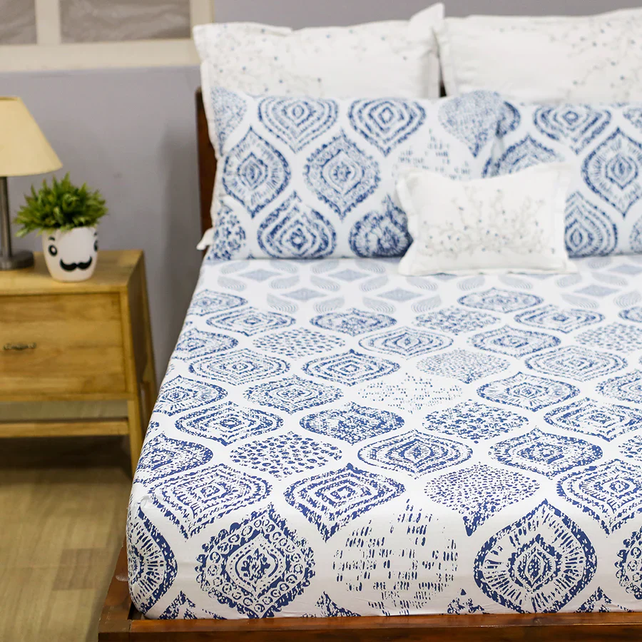Bedsheet Set | Fishnet Motif | 100% Cotton King Size Bedsheet + 2 Pillow Cases - Image 4