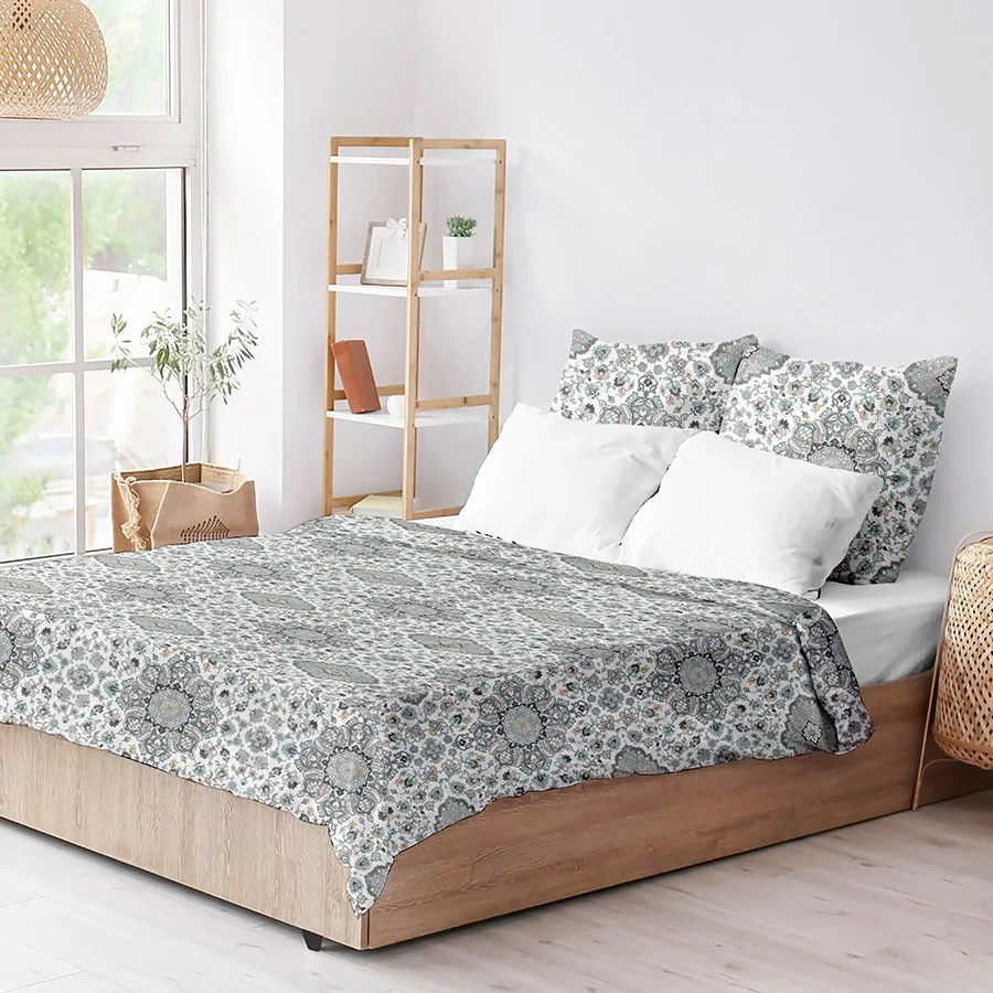 Fitted Bedsheet Set | Medallion Earth | 100% Cotton Bedsheet + 2 Pillow Cases [Sizes: King Bedsheets & Queen/ Double Bedsheets] - Image 4