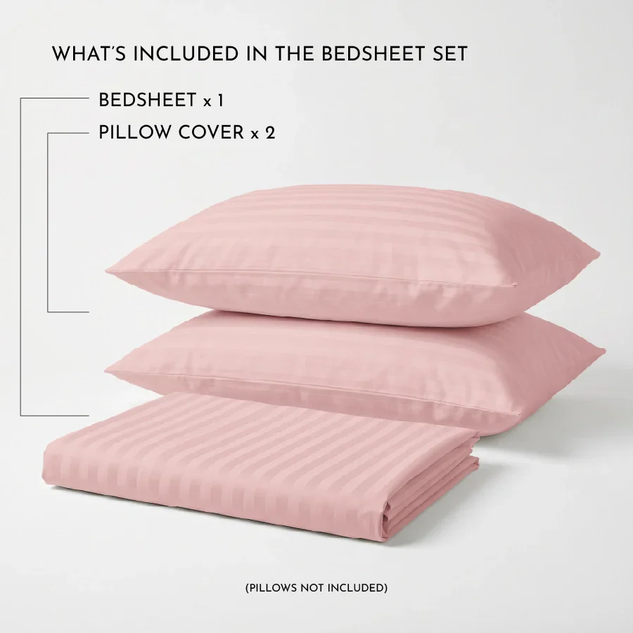 Bedsheet Set | Striped Luxe | 100% Cotton King Size Bedsheet + 2 Pillow Cases | 300TC - Image 11