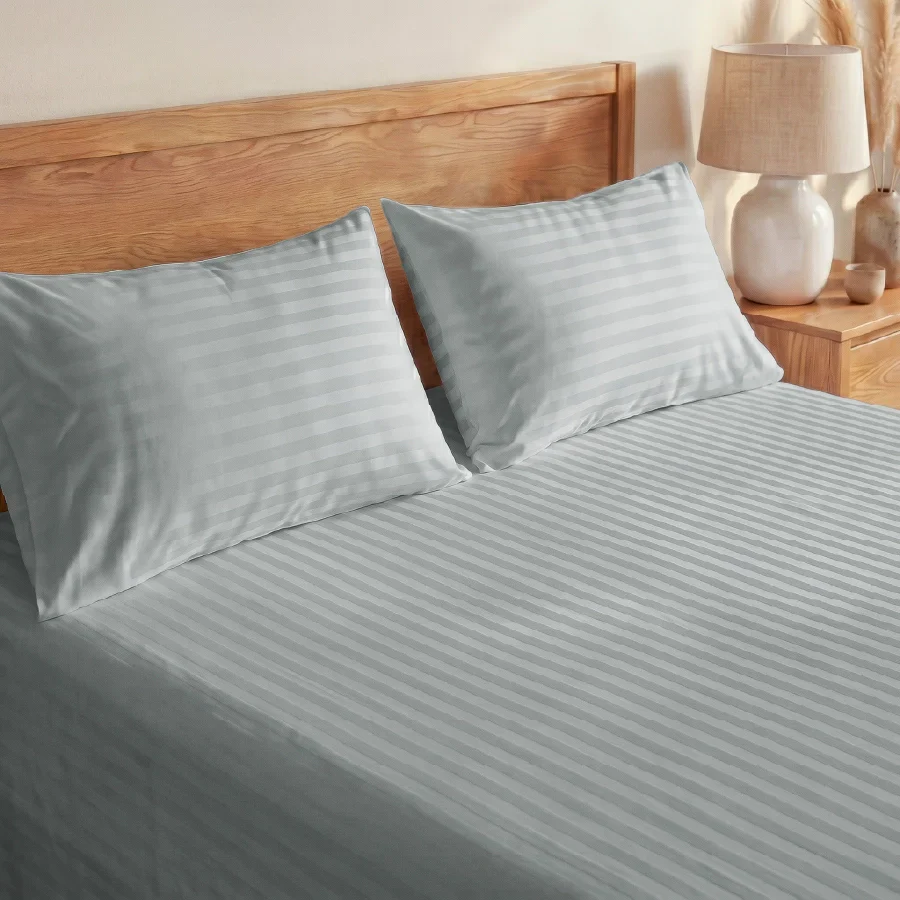 Bedsheet Set | Striped Luxe | 100% Cotton King Size Bedsheet + 2 Pillow Cases | 300TC - Image 16