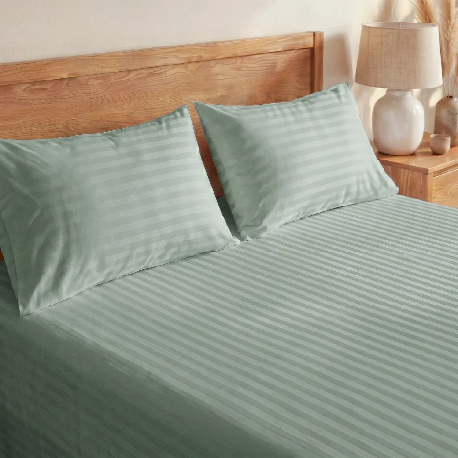 Bedsheet Set | Striped Luxe | 100% Cotton King Size Bedsheet + 2 Pillow Cases | 300TC - Image 23