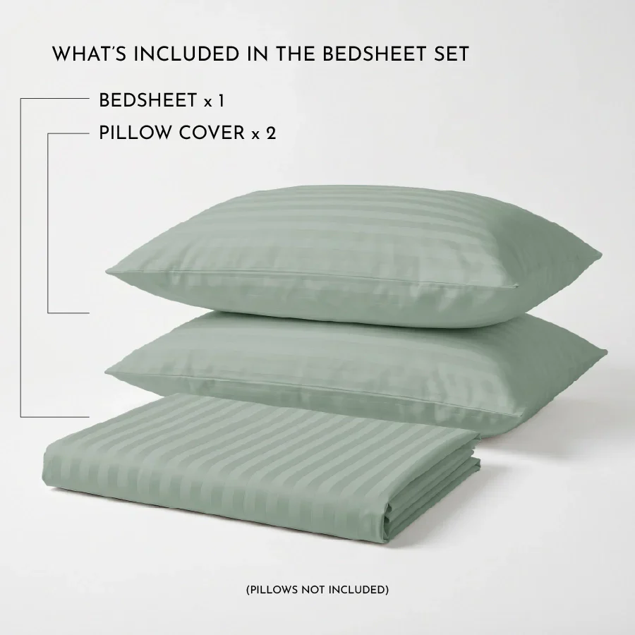 Bedsheet Set | Striped Luxe | 100% Cotton King Size Bedsheet + 2 Pillow Cases | 300TC - Image 25