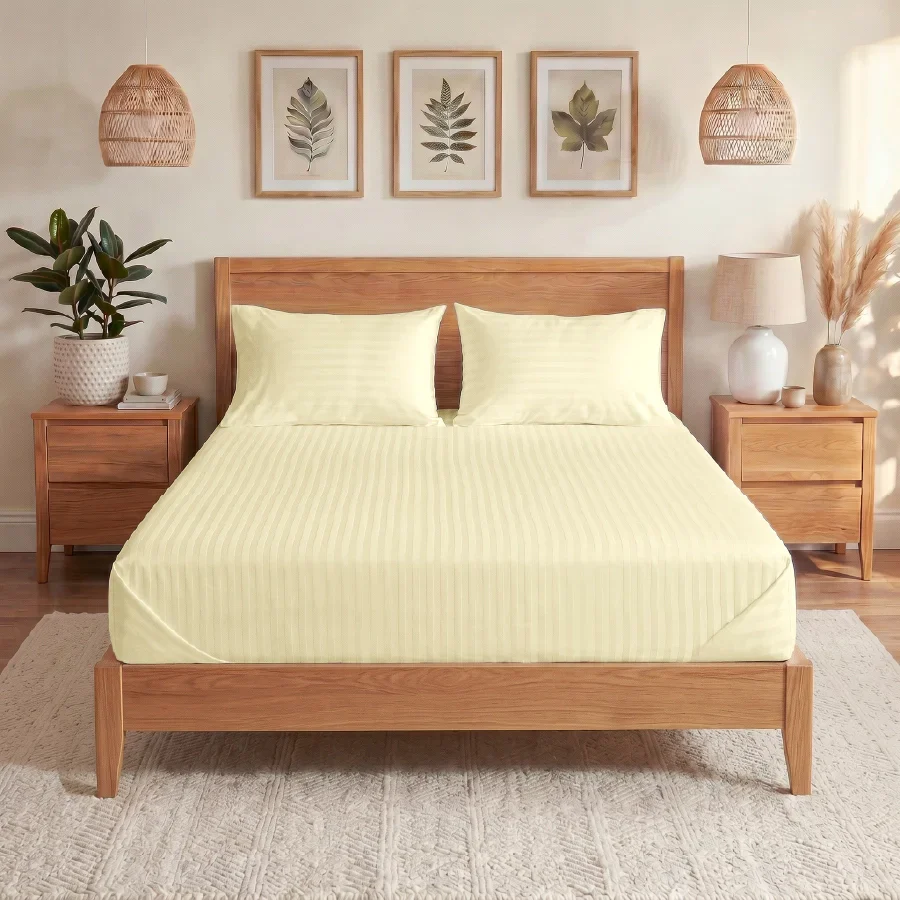 Bedsheet Set | Striped Luxe | 100% Cotton King Size Bedsheet + 2 Pillow Cases | 300TC - Image 29