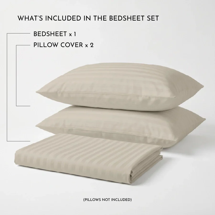 Bedsheet Set | Striped Luxe | 100% Cotton King Size Bedsheet + 2 Pillow Cases | 300TC - Image 39