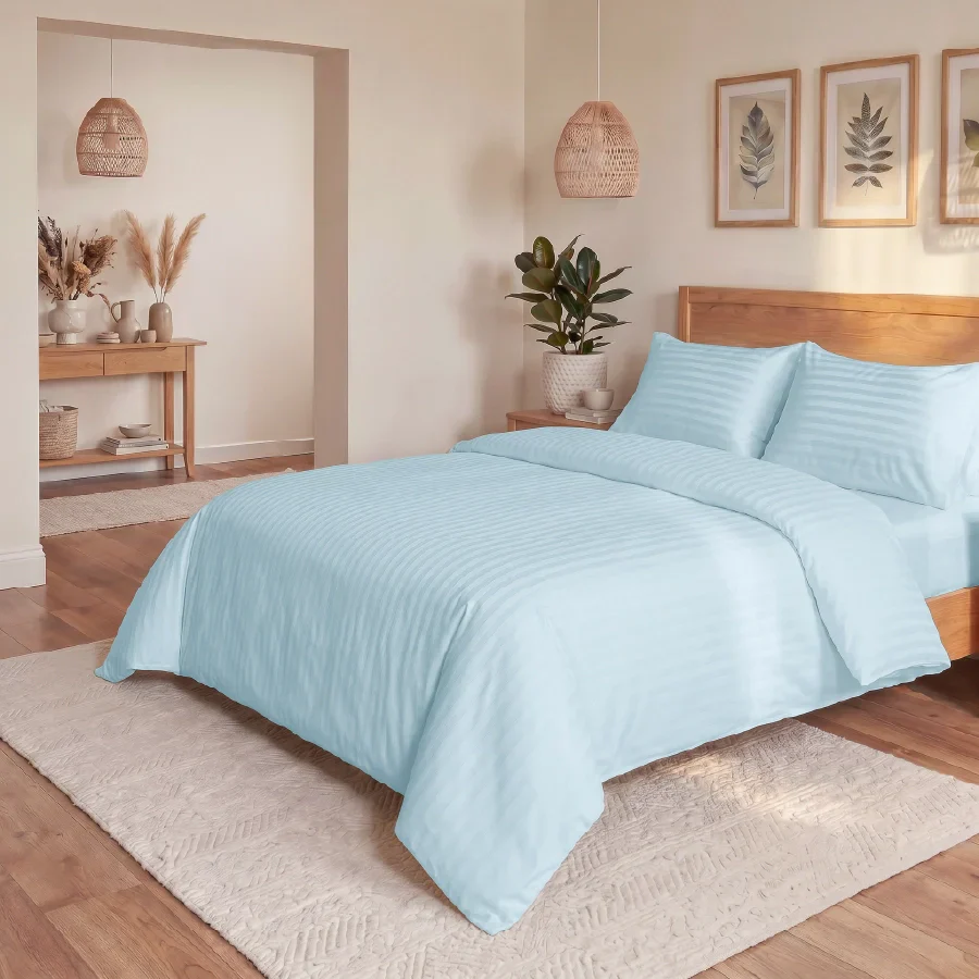 Bedsheet Set | Striped Luxe | 100% Cotton King Size Bedsheet + 2 Pillow Cases | 300TC - Image 5