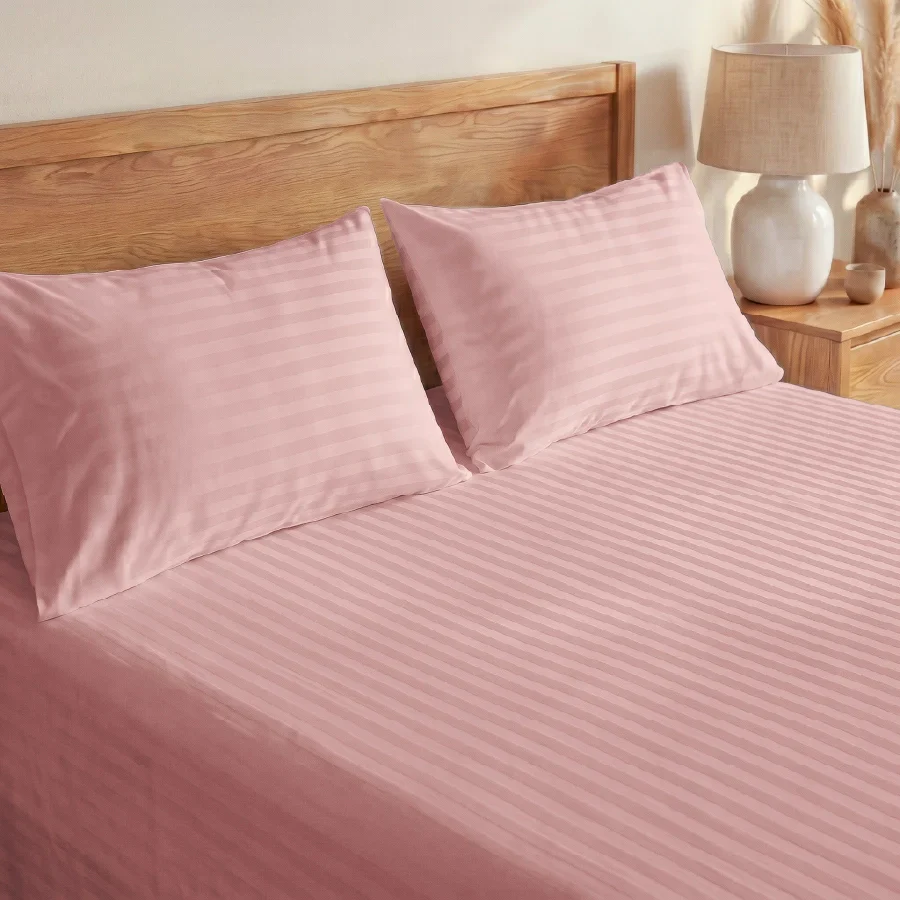 Bedsheet Set | Striped Luxe | 100% Cotton King Size Bedsheet + 2 Pillow Cases | 300TC - Image 9
