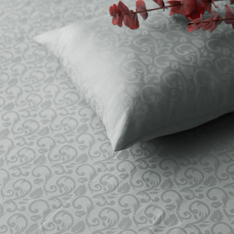 Bedsheet Set | Blooming Coral Jacquard | 100% Cotton King Size Bedsheet + 2 Pillow Cases | 300TC - Image 9