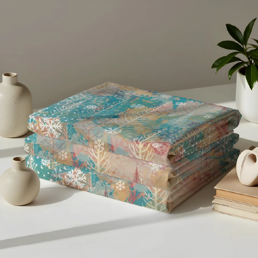 Bedsheet Set | Alpen Snow | 100% Cotton King Size Bedsheet + 2 Pillow Cases - Image 4