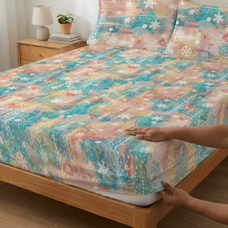 Comfort Bundle | Fitted Bedsheet Set with Quilt & Pillows | Alpen Snow - Image 3