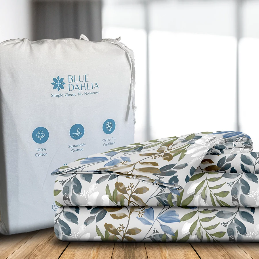 Comfort Bundle | Bedsheet Set with Quilt & Pillows | Blooming Rowan Leaves