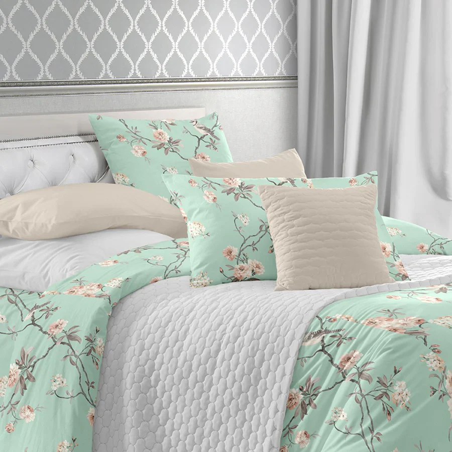Comfort Bundle | Bedsheet Set with Quilt & Pillows | Cherry Blossom - Image 2