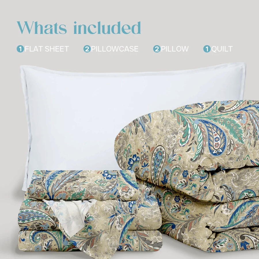 Comfort Bundle | Bedsheet Set with Quilt & Pillows | Parsely Bohemian - Image 6