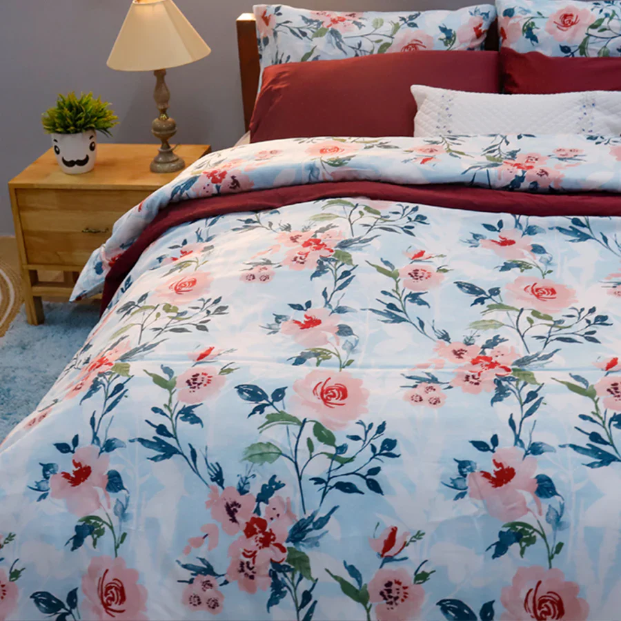 Comfort Bundle | Bedsheet Set with Quilt & Pillows | Soft Camellias - Image 3