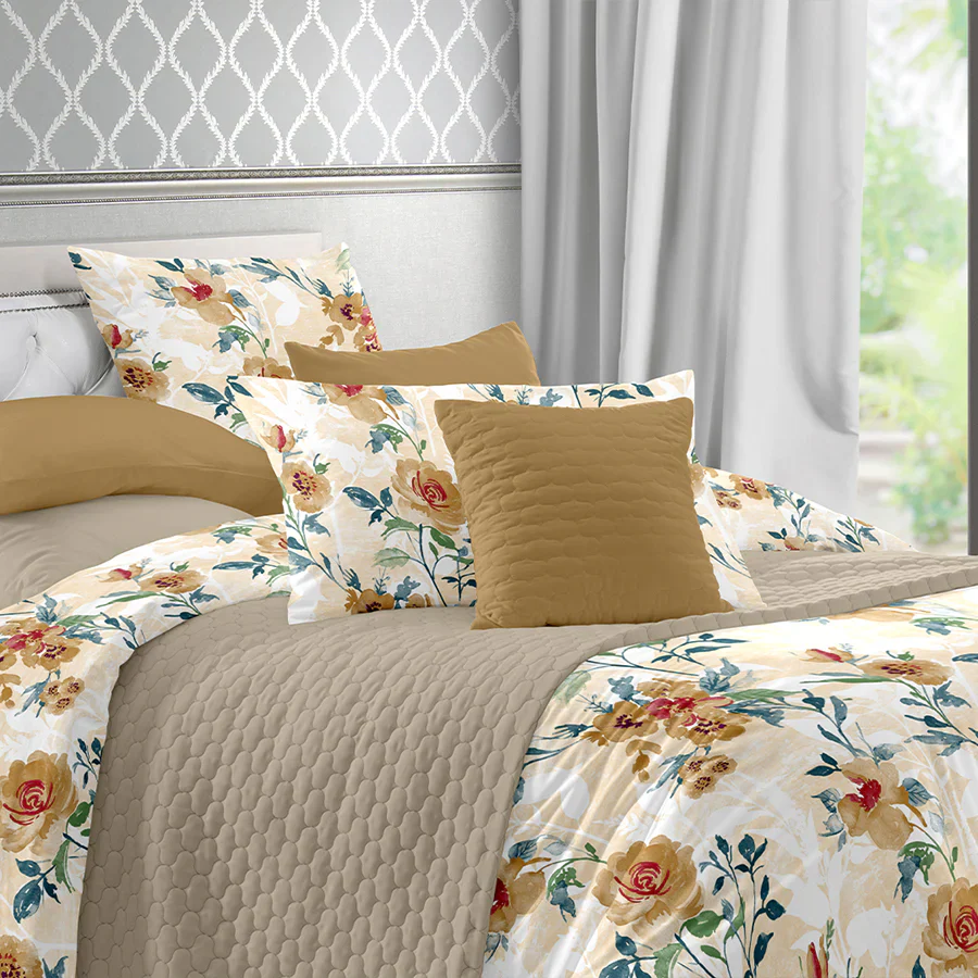 Comfort Bundle | Bedsheet Set with Quilt & Pillows | Soft Camellias - Image 7