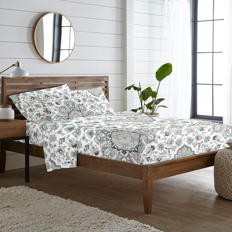 Comfort Bundle | Bedsheet Set with Quilt & Pillows | Medallion Earth - Image 4