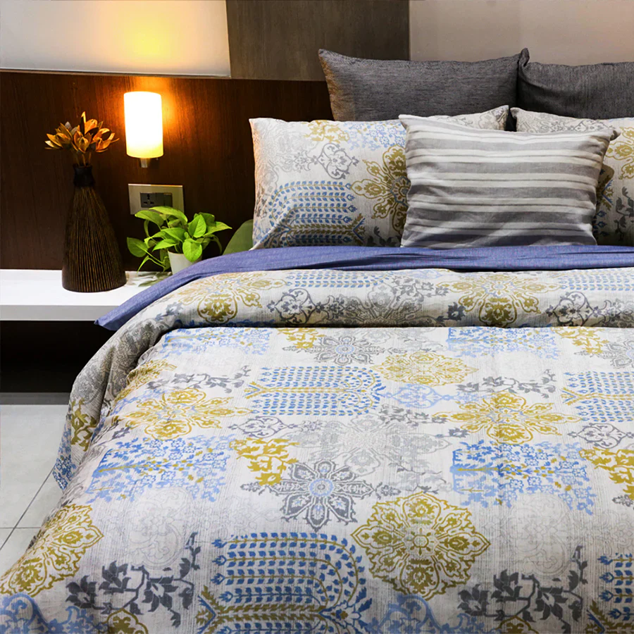 Bedding Bundle | Pastel Brocade | 100% Cotton Fitted Bedsheet Set with Duvet Cover - Image 5