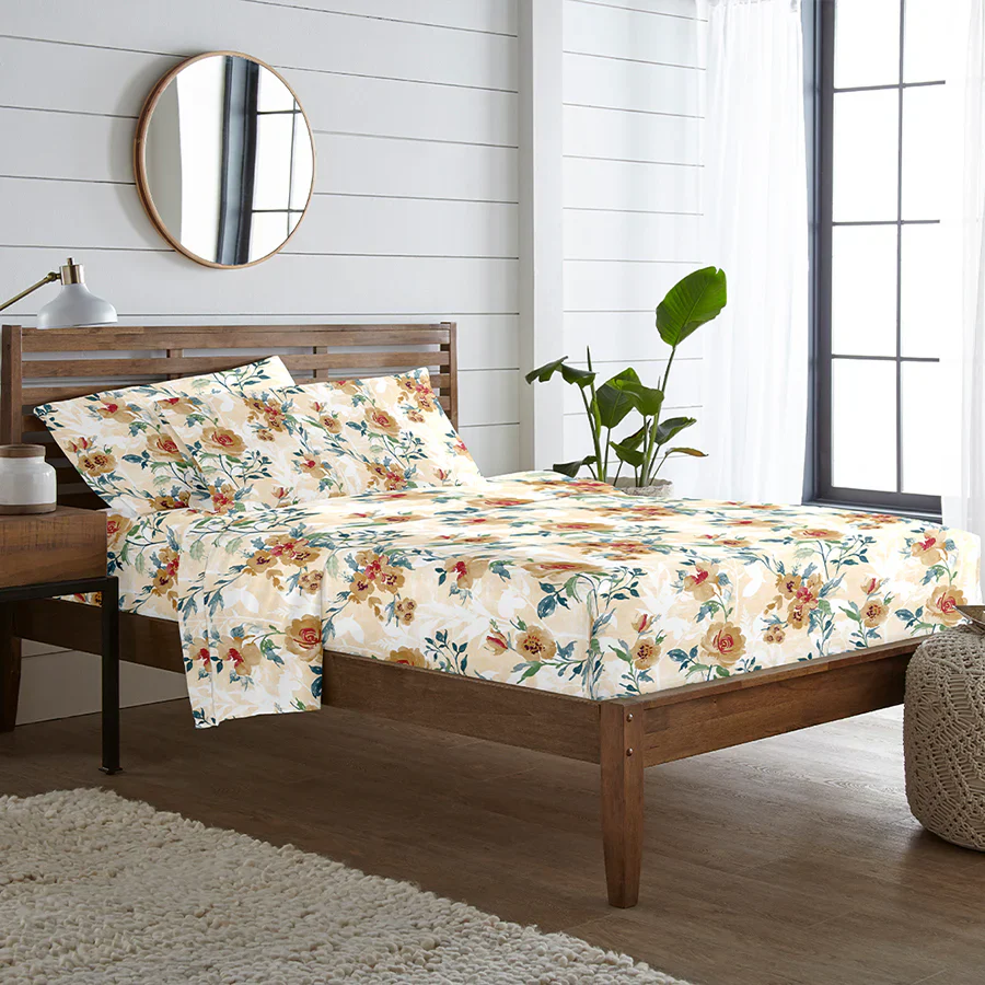 Bedding Bundle | Soft Camellias | 100% Cotton Fitted Bedsheet Set with Duvet Cover - Image 10