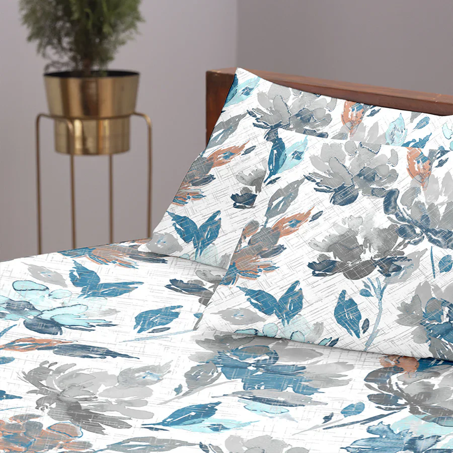 Bedding Bundle | Vintage Rustic Flowers | 100% Cotton Fitted Bedsheet Set with Duvet Cover - Image 7