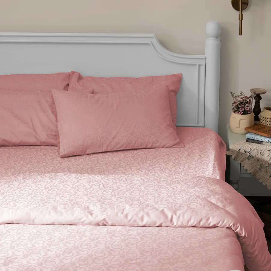 Bedding Bundle | Blooming Coral | 100% Cotton Fitted Bedsheet Set with Duvet Cover | 300TC - Image 18