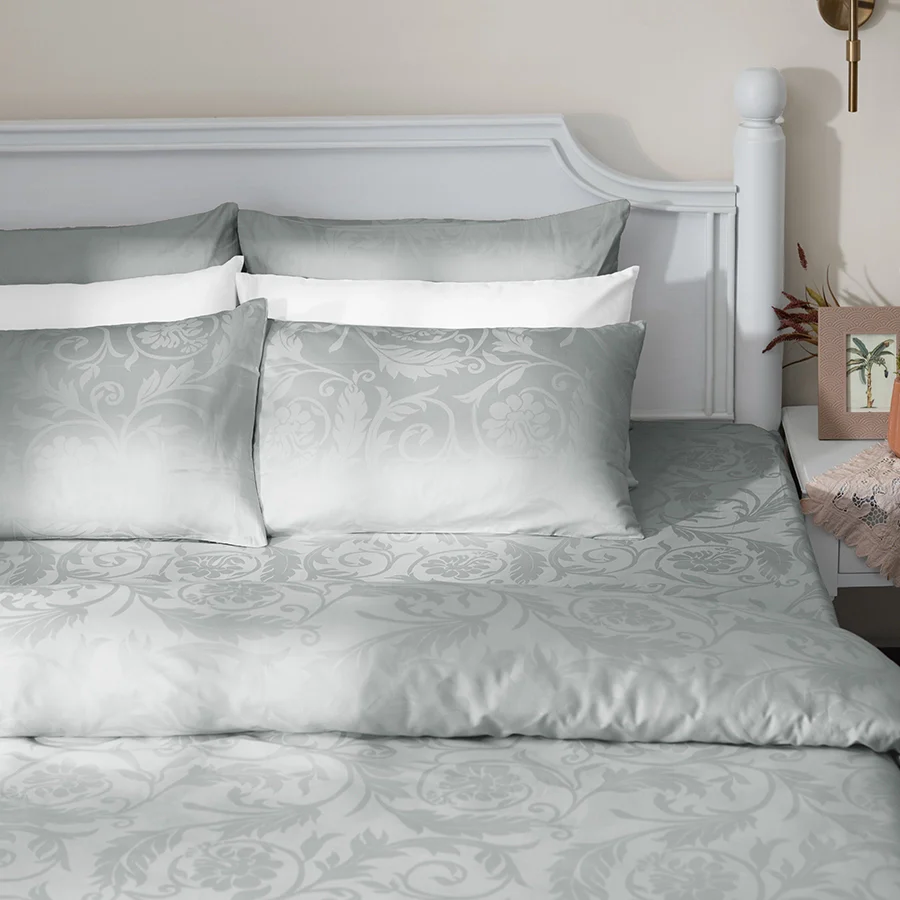 Bedding Bundle | Bold Floral Jacquard | 100% Cotton Fitted Bedsheet Set with Duvet Cover | 300TC - Image 41
