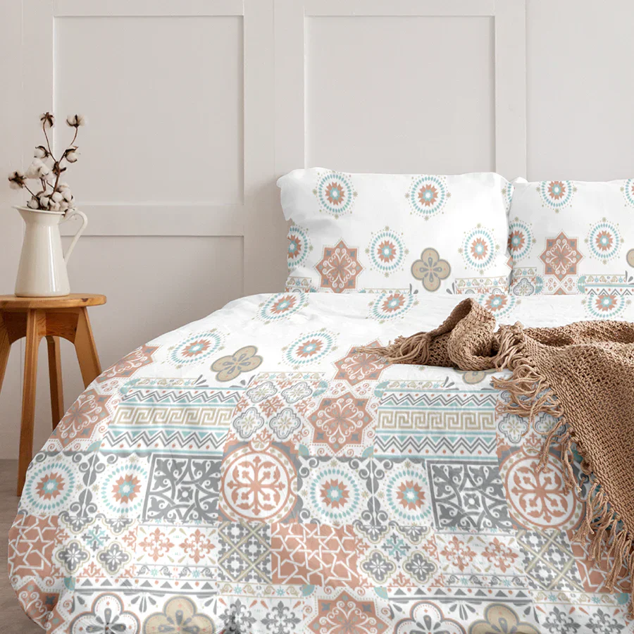 Bedsheet Set | Morocco Tiles | 100% Cotton Single Size Bedsheet with 1 Pillow Case - Image 6