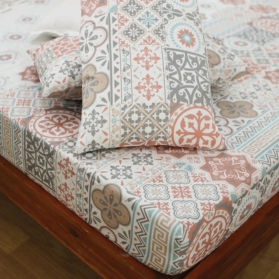 Bedsheet Set | Morocco Tiles | 100% Cotton Single Size Bedsheet with 1 Pillow Case - Image 8