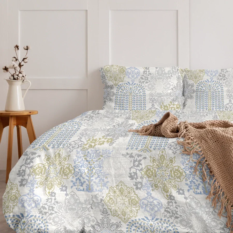 Bedsheet Set | Pastel Brocade | 100% Cotton Single Size Bedsheet with 1 Pillow Case