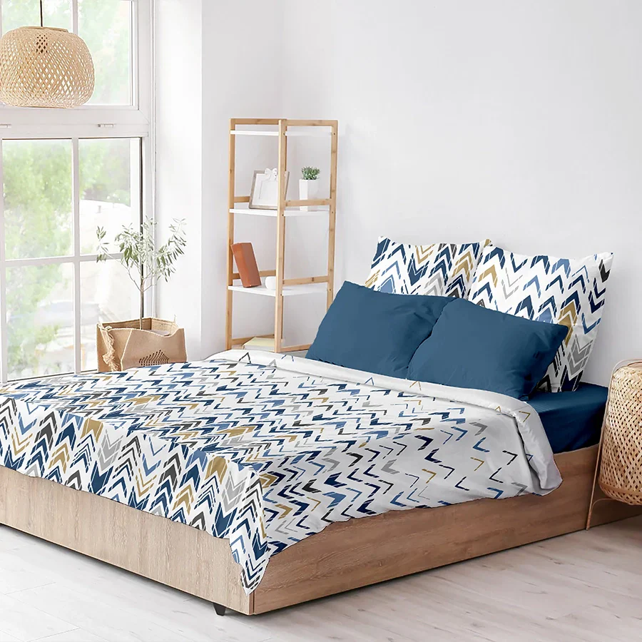 Bedsheet Set | Pastel Herringbone | 100% Cotton Single Size Bedsheet with 1 Pillow Case - Image 2