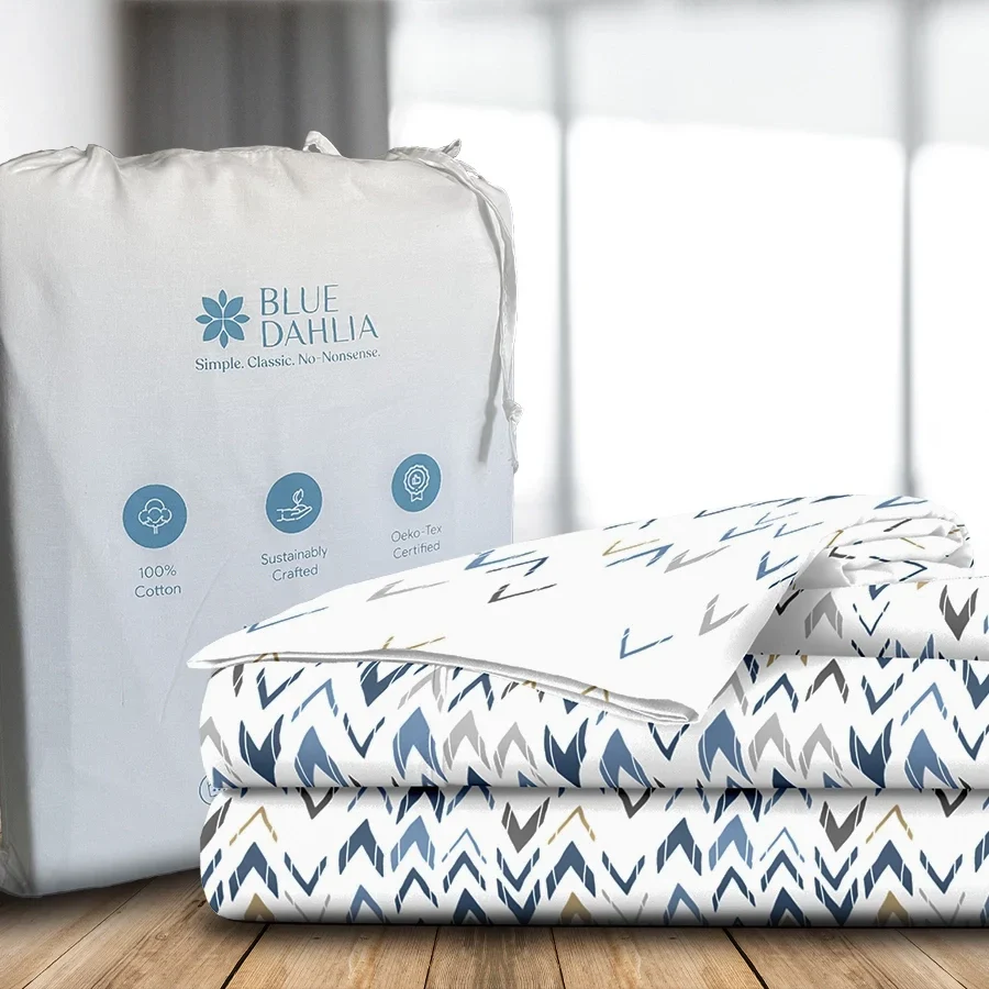 Bedsheet Set | Pastel Herringbone | 100% Cotton Single Size Bedsheet with 1 Pillow Case - Image 3