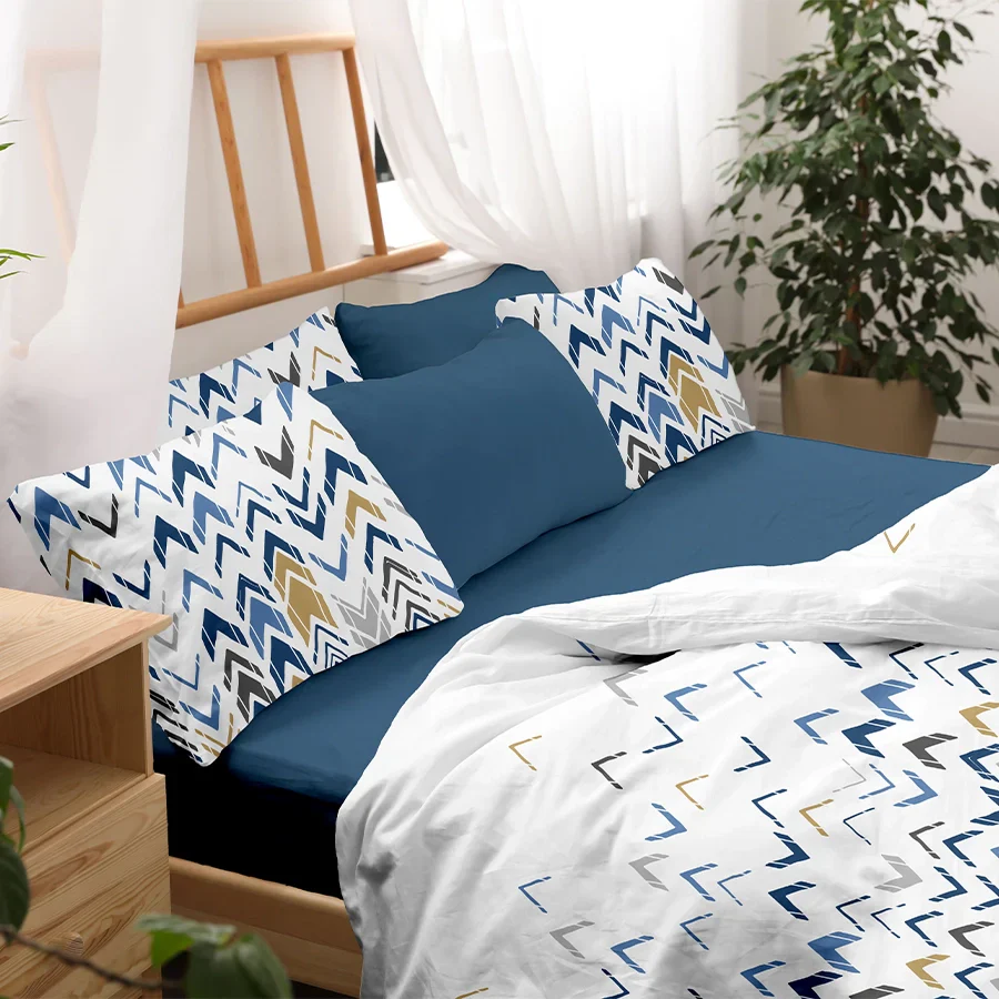 Bedsheet Set | Pastel Herringbone | 100% Cotton Single Size Bedsheet with 1 Pillow Case - Image 4