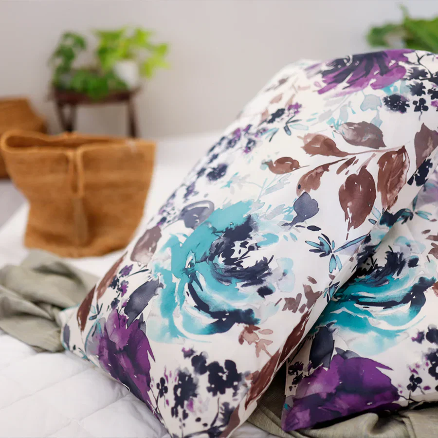 Bedsheet Set | Peonies Wisteria Purple | 100% Cotton Single Size Bedsheet with 1 Pillow Case - Image 3