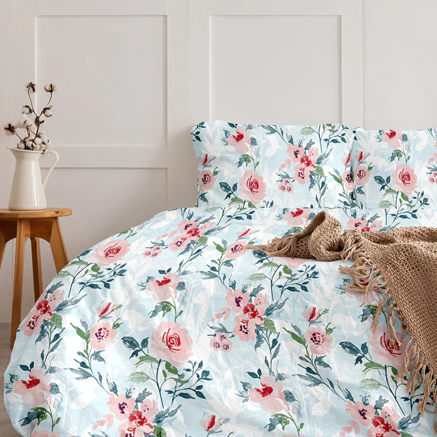 Bedsheet Set | Soft Camellias | 100% Cotton Single Size Bedsheet with 1 Pillow Case - Image 3