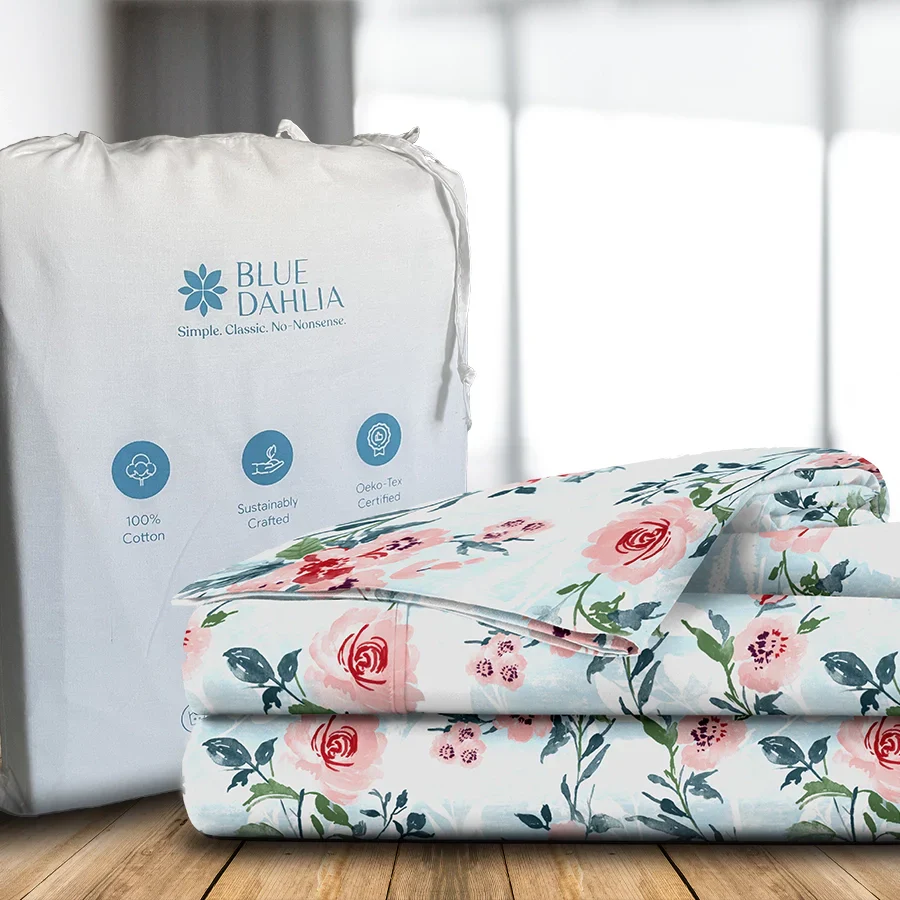 Bedsheet Set | Soft Camellias | 100% Cotton Single Size Bedsheet with 1 Pillow Case - Image 4