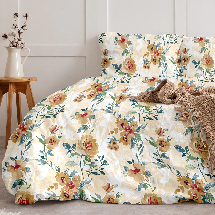 Bedsheet Set | Soft Camellias | 100% Cotton Single Size Bedsheet with 1 Pillow Case - Image 5