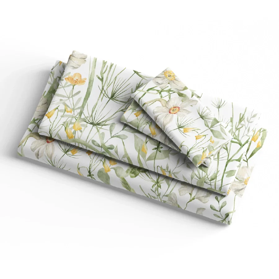 Bedsheet Set | Aquarelle Garden | 100% Cotton Single Size Bedsheet with 1 Pillow Case - Image 3