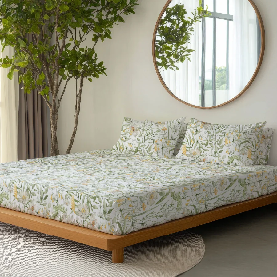 Bedsheet Set | Aquarelle Garden | 100% Cotton Single Size Bedsheet with 1 Pillow Case - Image 5