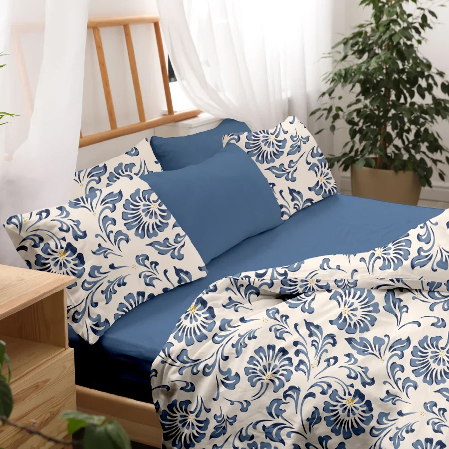 Bedsheet Set | Ethnic Folk Art | 100% Cotton Single Size Bedsheet with 1 Pillow Case