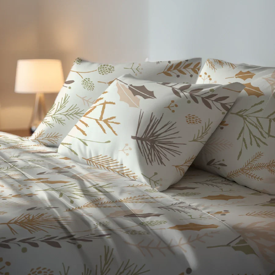 Bedsheet Set | Harvest Leaves | 100% Cotton Single Size Bedsheet with 1 Pillow Case - Image 2