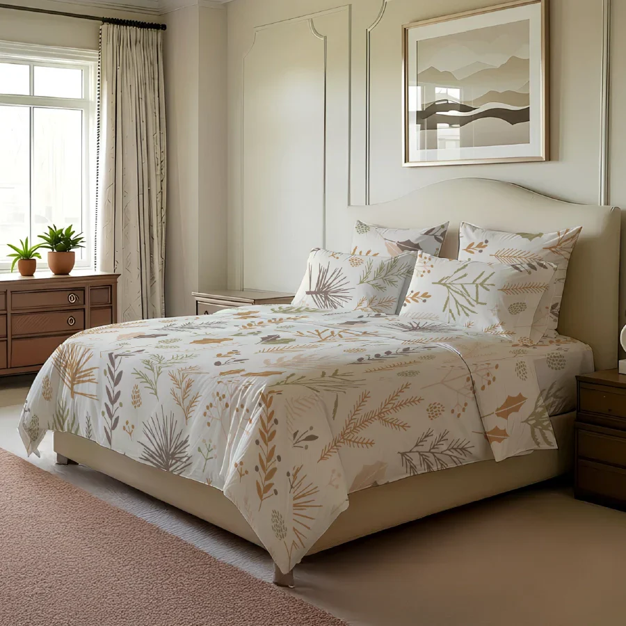 Bedsheet Set | Harvest Leaves | 100% Cotton Single Size Bedsheet with 1 Pillow Case - Image 3