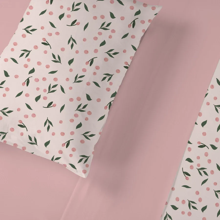 Bedsheet Set | Olive Grove Soft Pink | 100% Cotton Single Size Bedsheet with 1 Pillow Case - Image 5