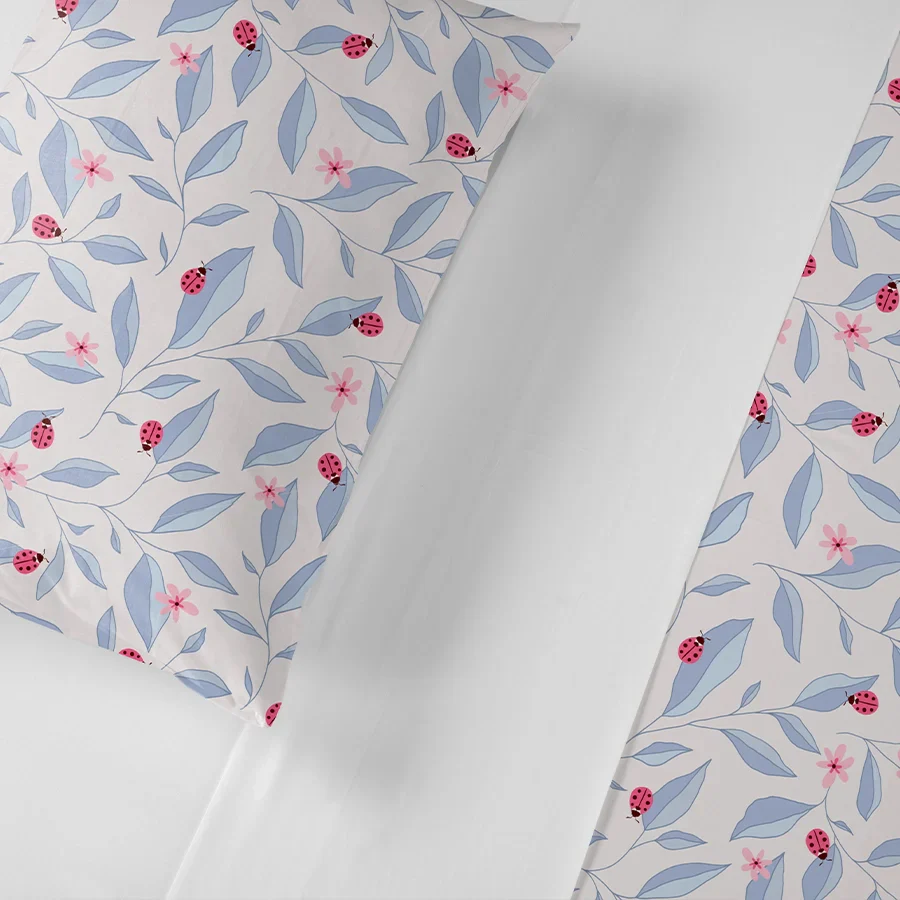 Bedsheet Set | Peaceful Ladybug | 100% Cotton Single Size Bedsheet with 1 Pillow Case - Image 4