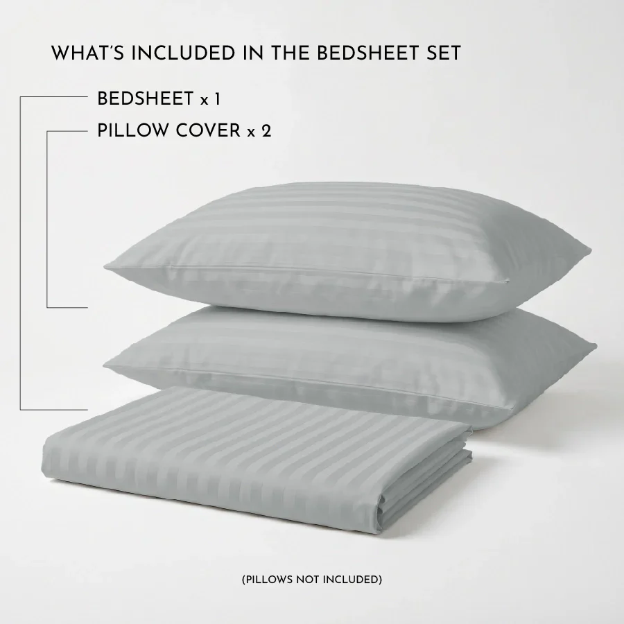 Bedsheet Set | Striped Luxe | 100% Cotton Single Size Bedsheet + 1 Pillow Case | 300TC - Single - Image 18