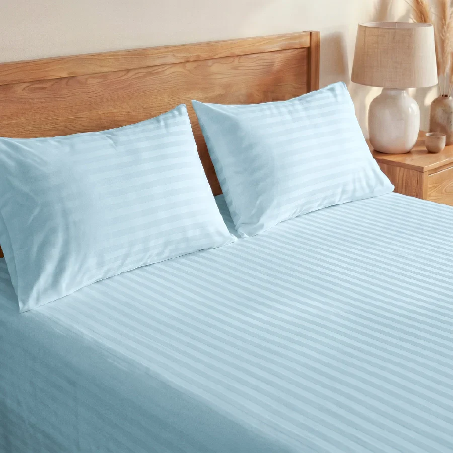 Bedsheet Set | Striped Luxe | 100% Cotton Single Size Bedsheet + 1 Pillow Case | 300TC - Single - Image 2