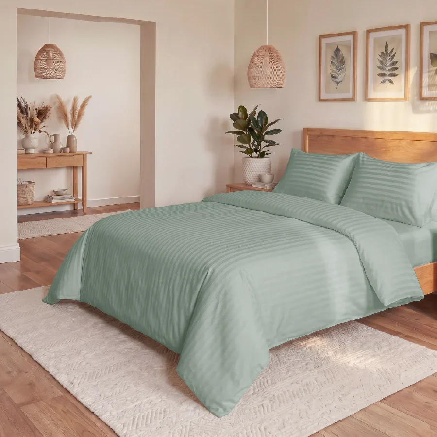 Bedsheet Set | Striped Luxe | 100% Cotton Single Size Bedsheet + 1 Pillow Case | 300TC - Single - Image 26