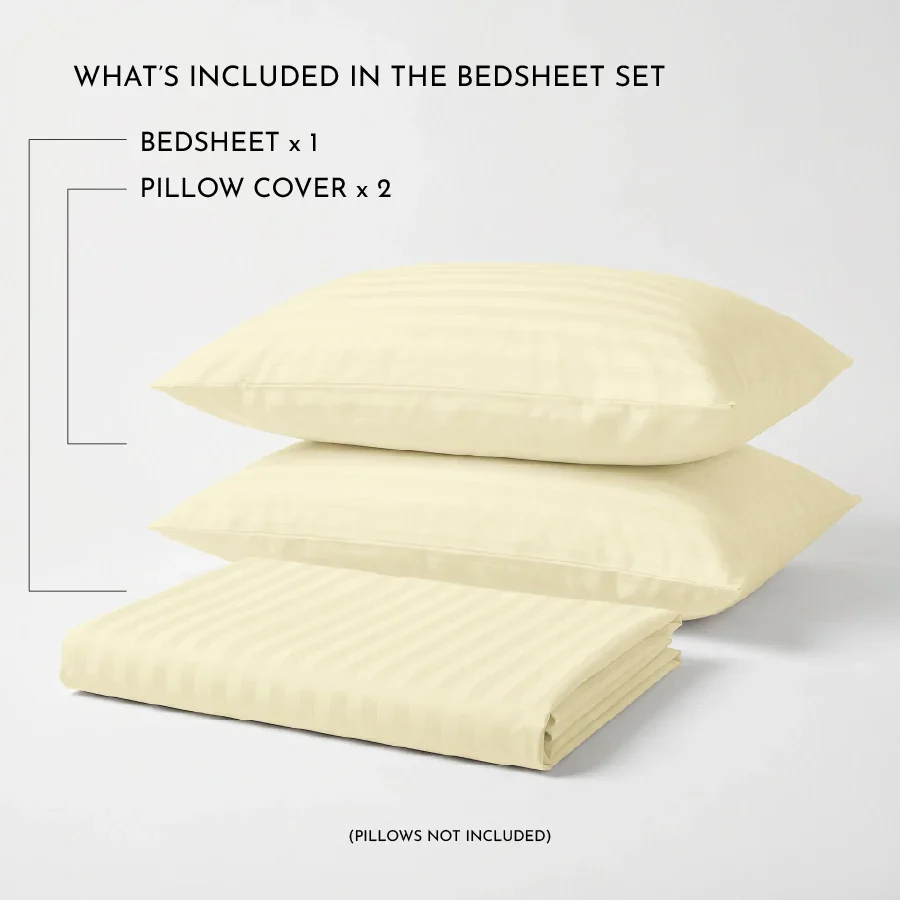 Bedsheet Set | Striped Luxe | 100% Cotton Single Size Bedsheet + 1 Pillow Case | 300TC - Single - Image 32