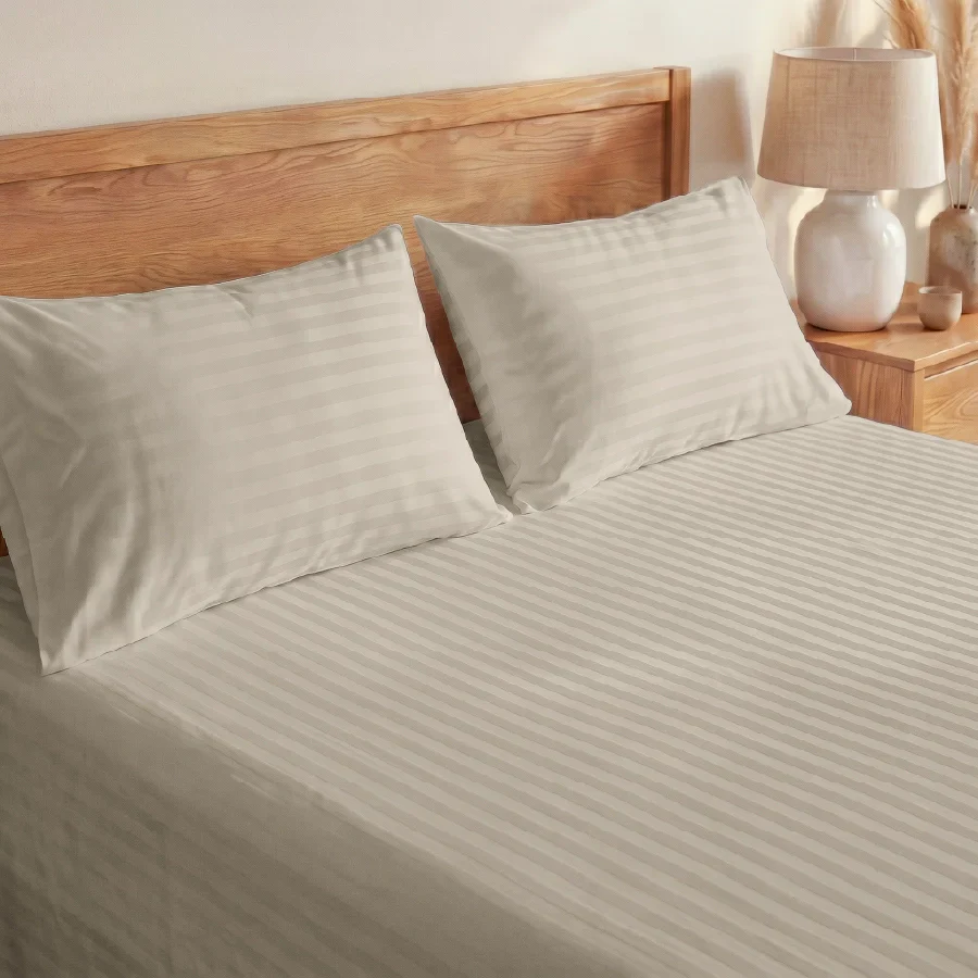 Bedsheet Set | Striped Luxe | 100% Cotton Single Size Bedsheet + 1 Pillow Case | 300TC - Single - Image 37