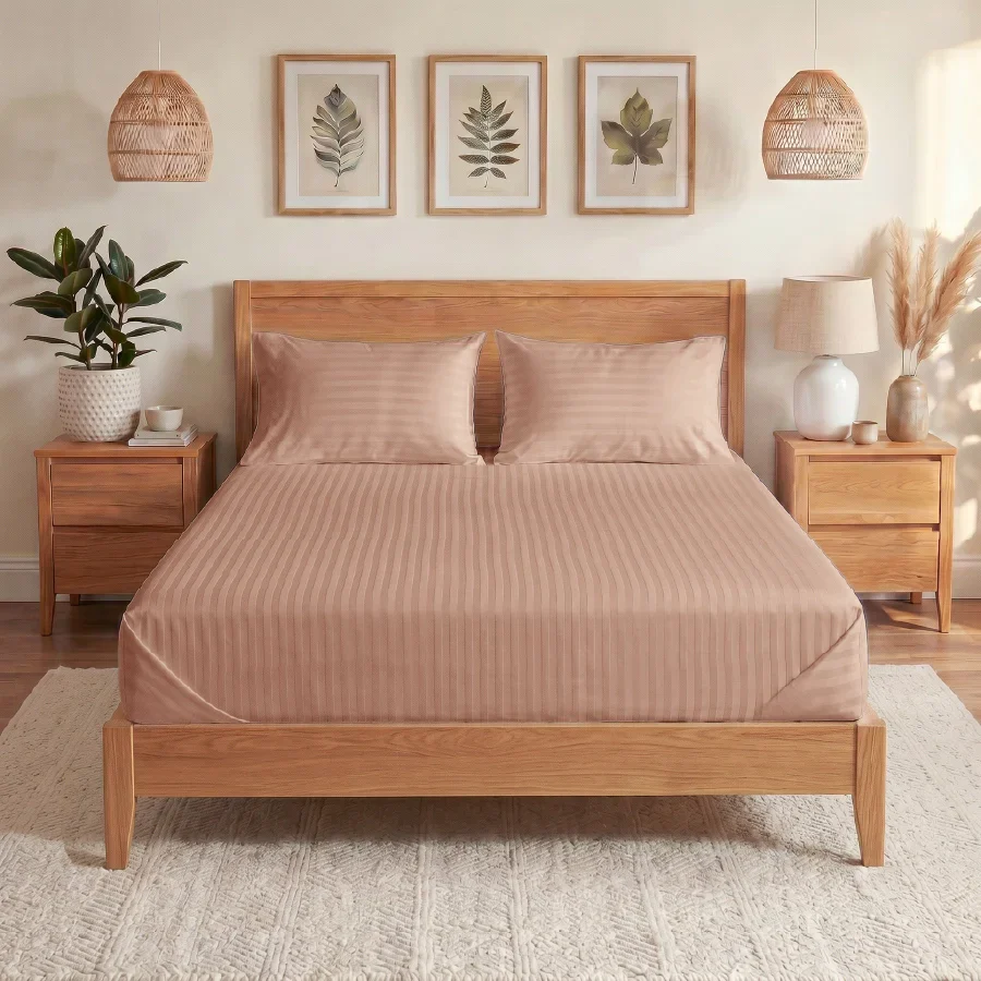 Bedsheet Set | Striped Luxe | 100% Cotton Single Size Bedsheet + 1 Pillow Case | 300TC - Single - Image 50